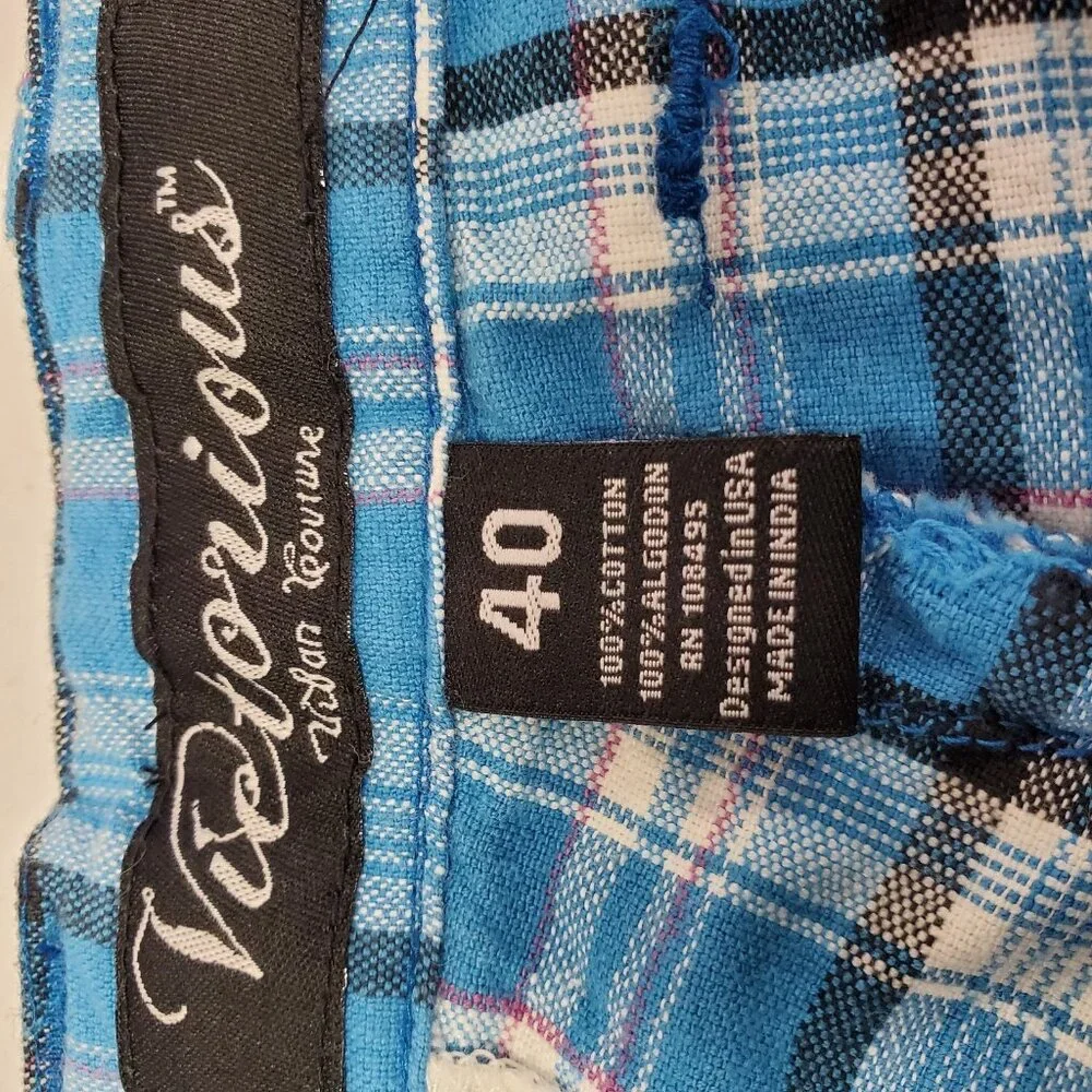 Victorious Cargo Shorts Mens 40 Plaid Urban Couture Multi Pocket Casual Summer